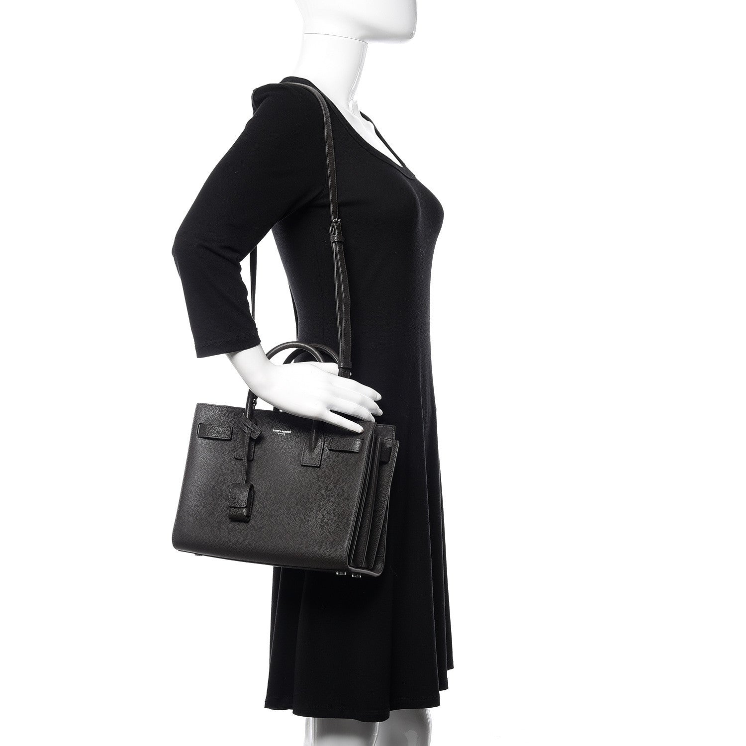 Saint Laurent Grained Calfskin Baby Sac De Jour Coal 2 of 9