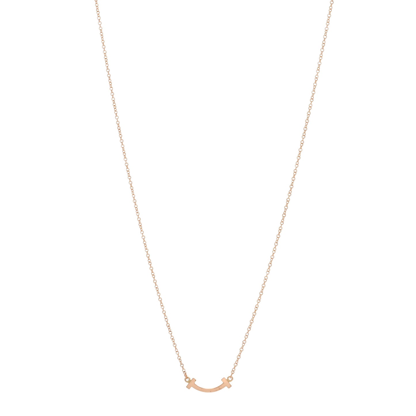 18K Rose Gold Mini T Smile Pendant Necklace
