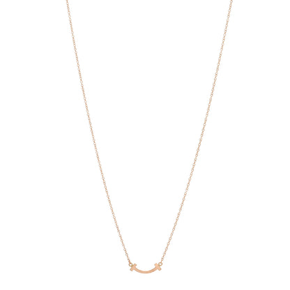 Tiffany 18K Rose Gold Mini T Smile Pendant Necklace 1 of 5