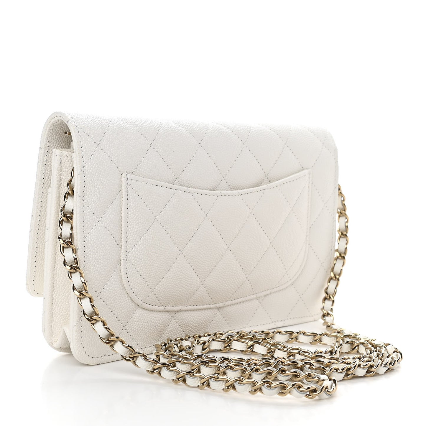 Caviar Quilted Wallet On Chain WOC White