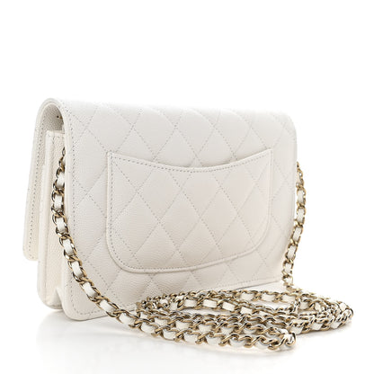 Chanel Caviar Quilted Wallet On Chain WOC White 3 of 12