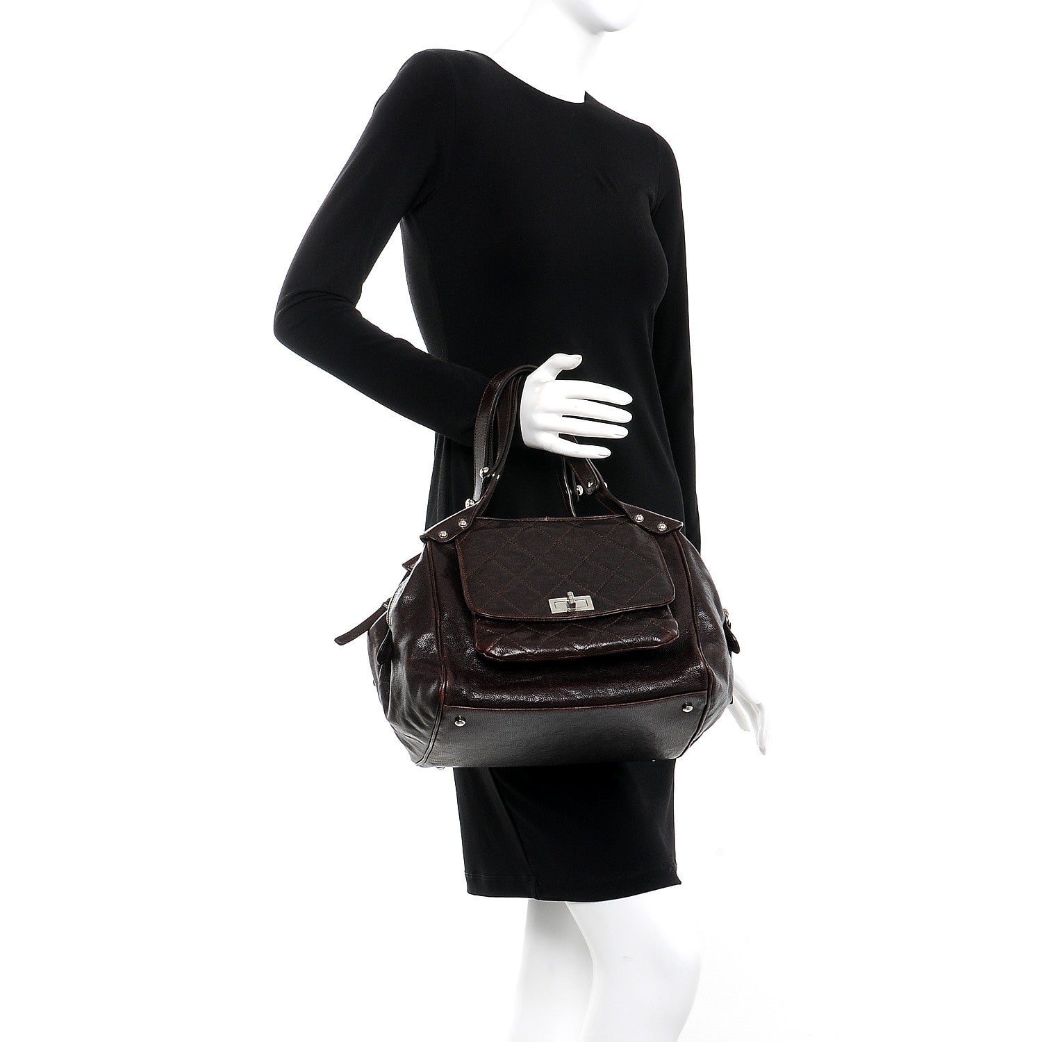 Chanel Caviar Quilted Mademoiselle Satchel Brown 2 of 17