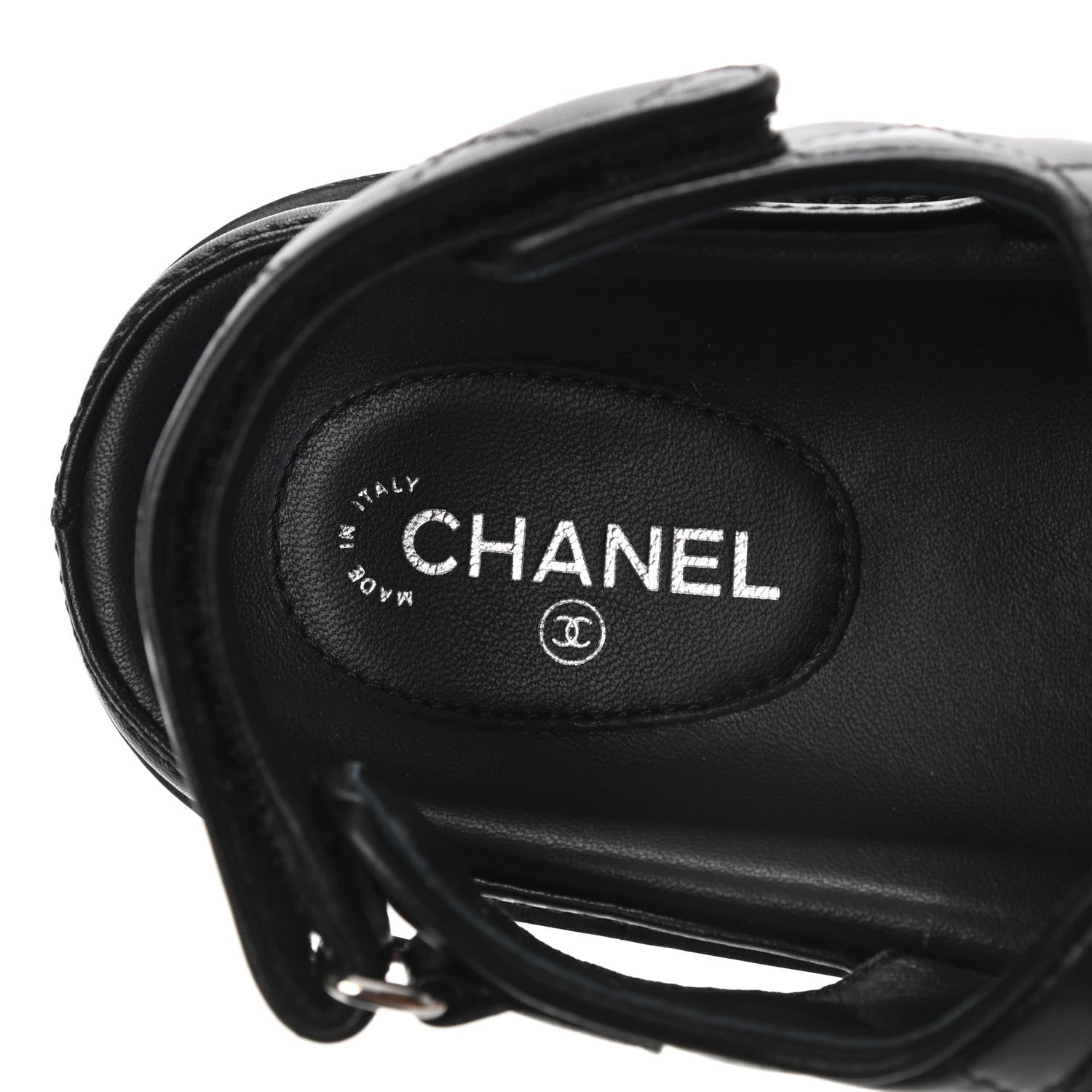 Chanel Lambskin Velcro Dad Sandals 39 Black 6 of 8