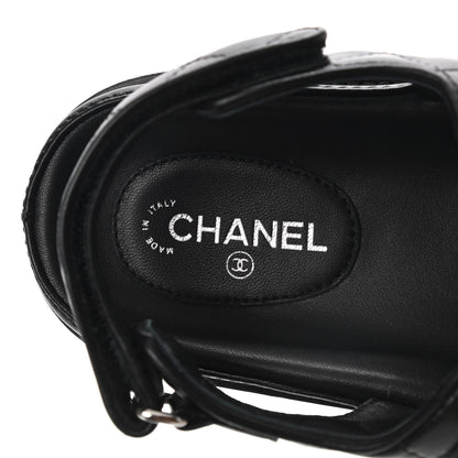 Chanel Lambskin Velcro Dad Sandals 39 Black 6 of 8