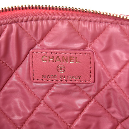 Chanel Lambskin Patchwork Medium Cosmetic Case Pink Red 6 of 7