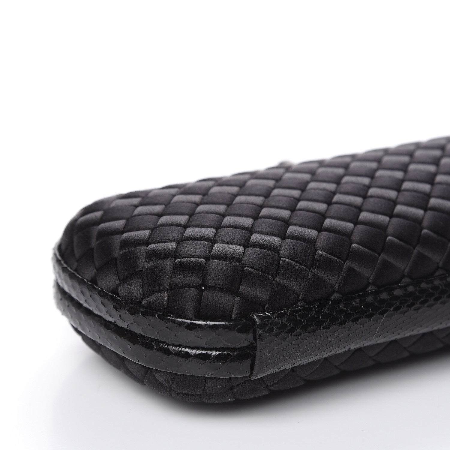 Bottega Veneta Satin Ayers Intreccio Impero Stretch Knot Clutch Black 10 of 10