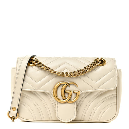 Gucci Calfskin Matelasse Mini GG Marmont Shoulder Bag White 1 of 18