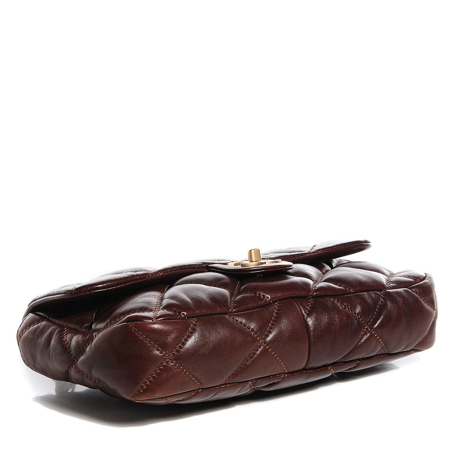 Chanel Lambskin Bubble Quilt Flap Bag Brown 1 of 15