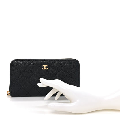 Chanel Caviar Quilted Large Gusset Zip Around Wallet Black 2 of 11