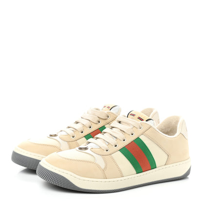 Gucci Nylon Nubuck Web Womens Screener Sneakers 39 Mystic White Dusty Milk 3 of 9