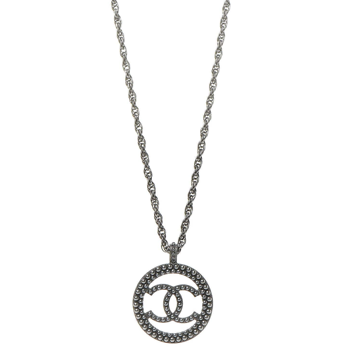 Chanel Ruthenium Pearl CC Short Necklace Dark Grey 1 of 6
