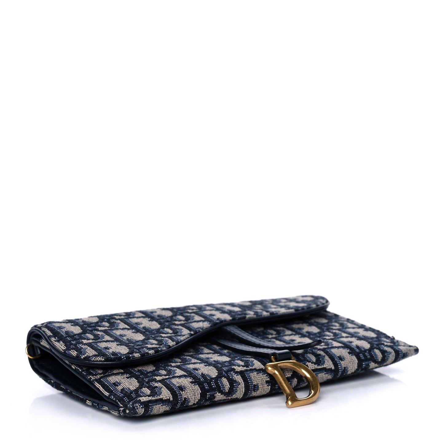 Oblique Saddle Chain Long Wallet Blue