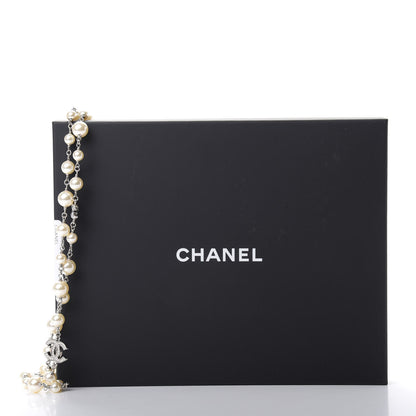 Chanel Crystal Pearl CC Long Necklace Silver 5 of 5