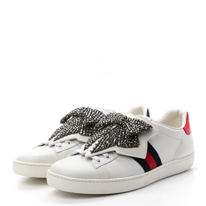 Gucci Calfskin Ayers Web Womens Ace Bow Lace Sneakers 39 White 3 of 9
