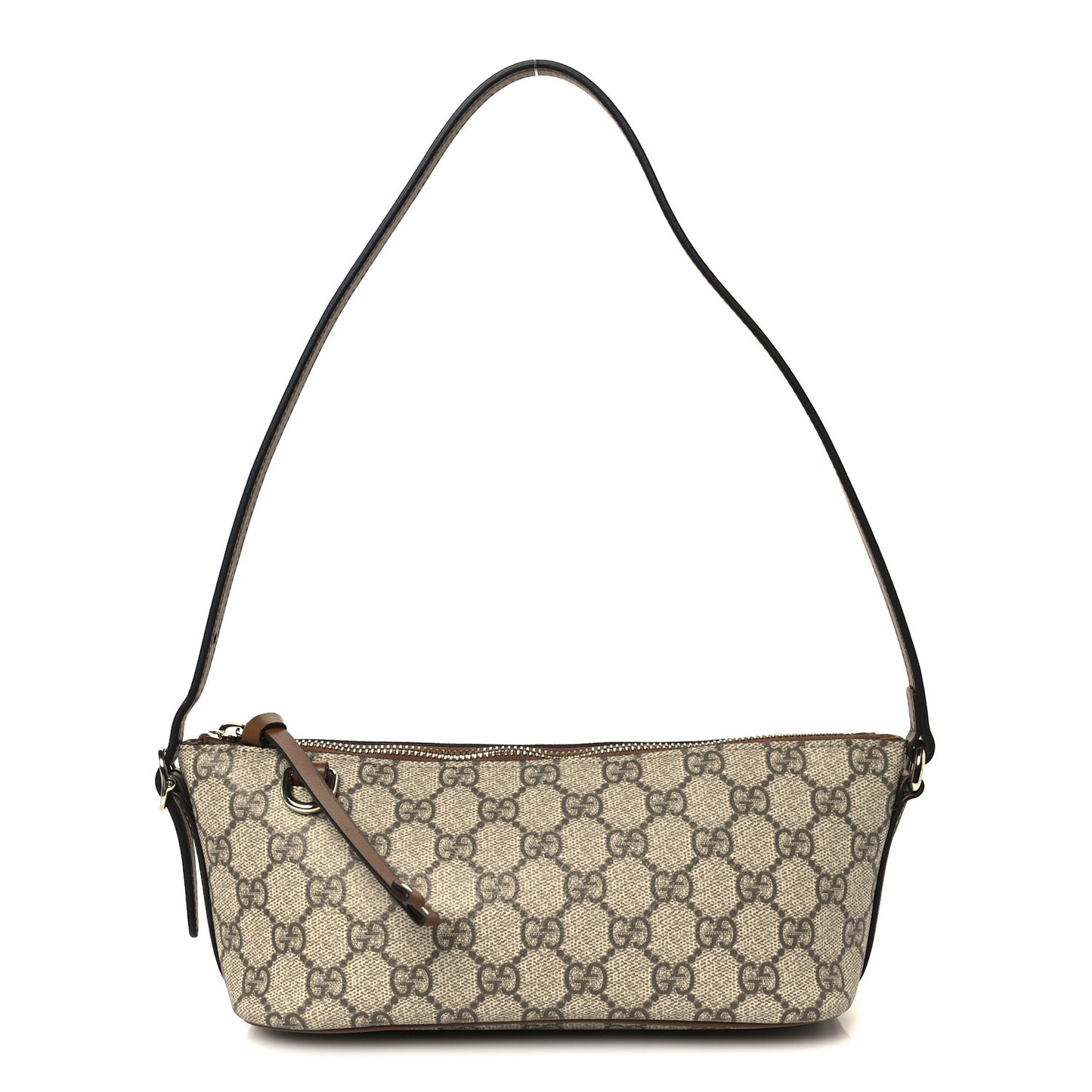 GG Supreme Monogram Emblem Small Shoulder Bag Beige Dark Brown
