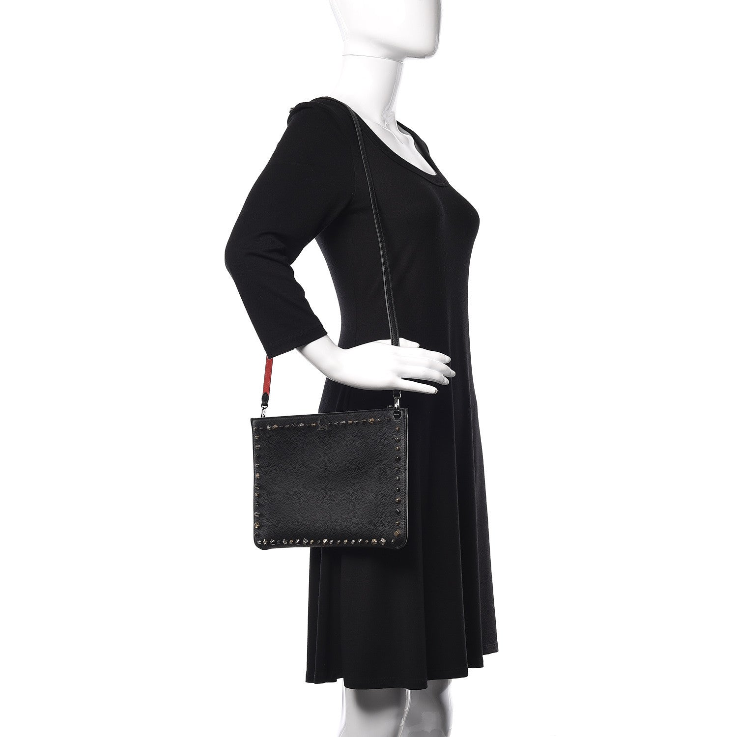 Christian Louboutin Calfskin Empire Trashmix Spike Loubiclutch Clutch Black 2 of 11
