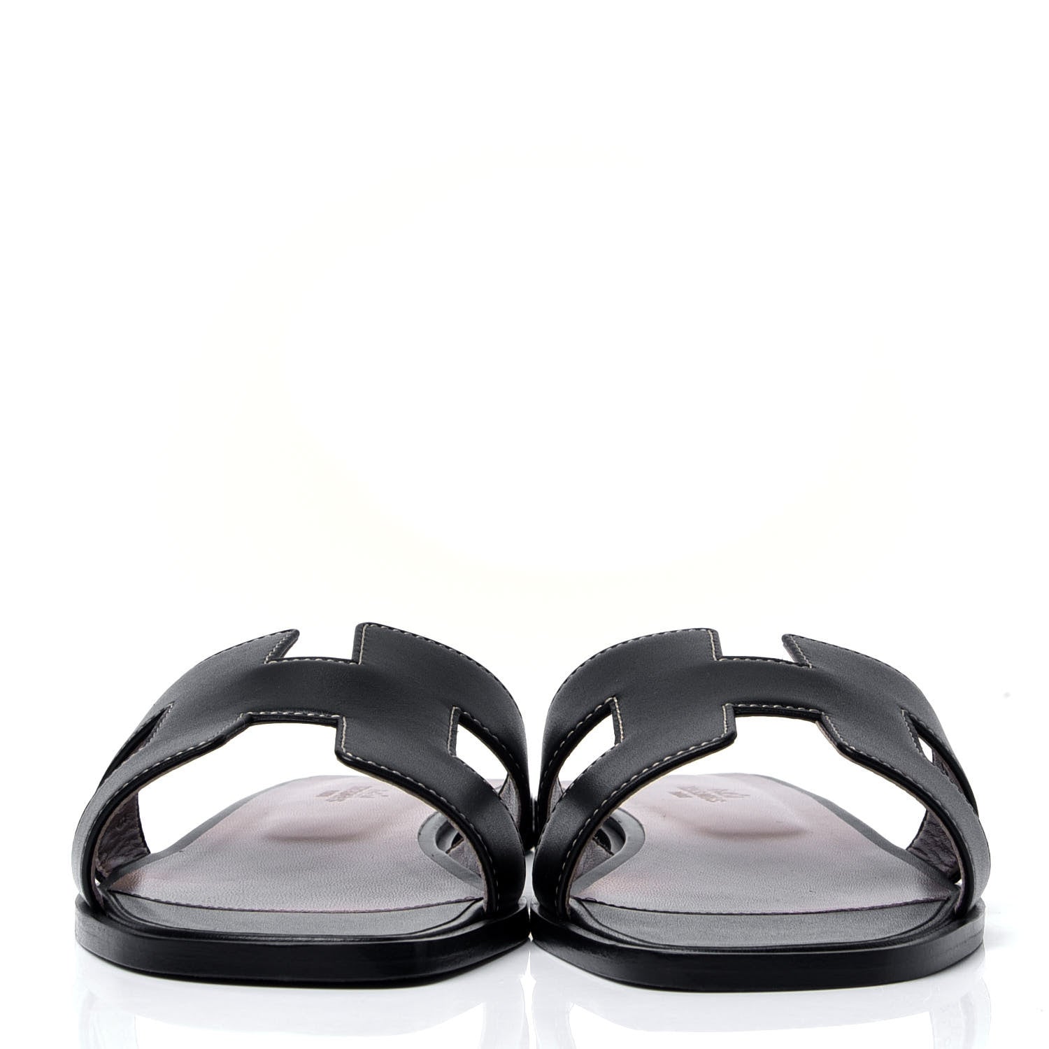 Hermes Box Calfskin Oran Sandals 39 Black 2 of 6