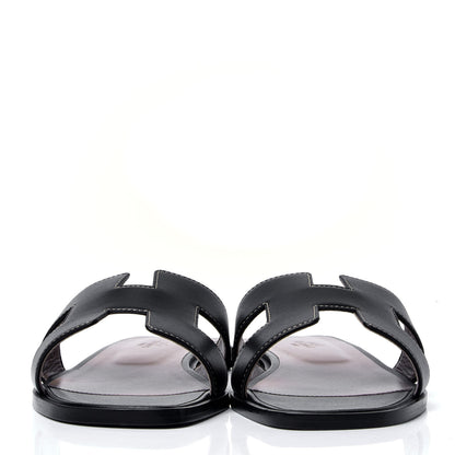 Hermes Box Calfskin Oran Sandals 39 Black 2 of 6