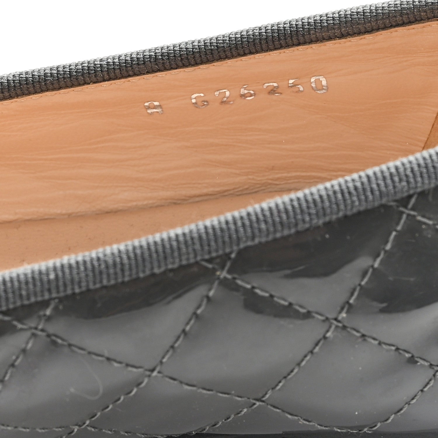 Chanel Patent Calfskin Quilted CC Cap Toe Ballerina Flats 37.5 Grey 9 of 9