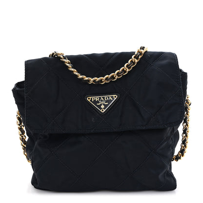 Prada Nylon Tessuto Impuntu Quilted Flap Shoulder Bag Blue 1 of 11