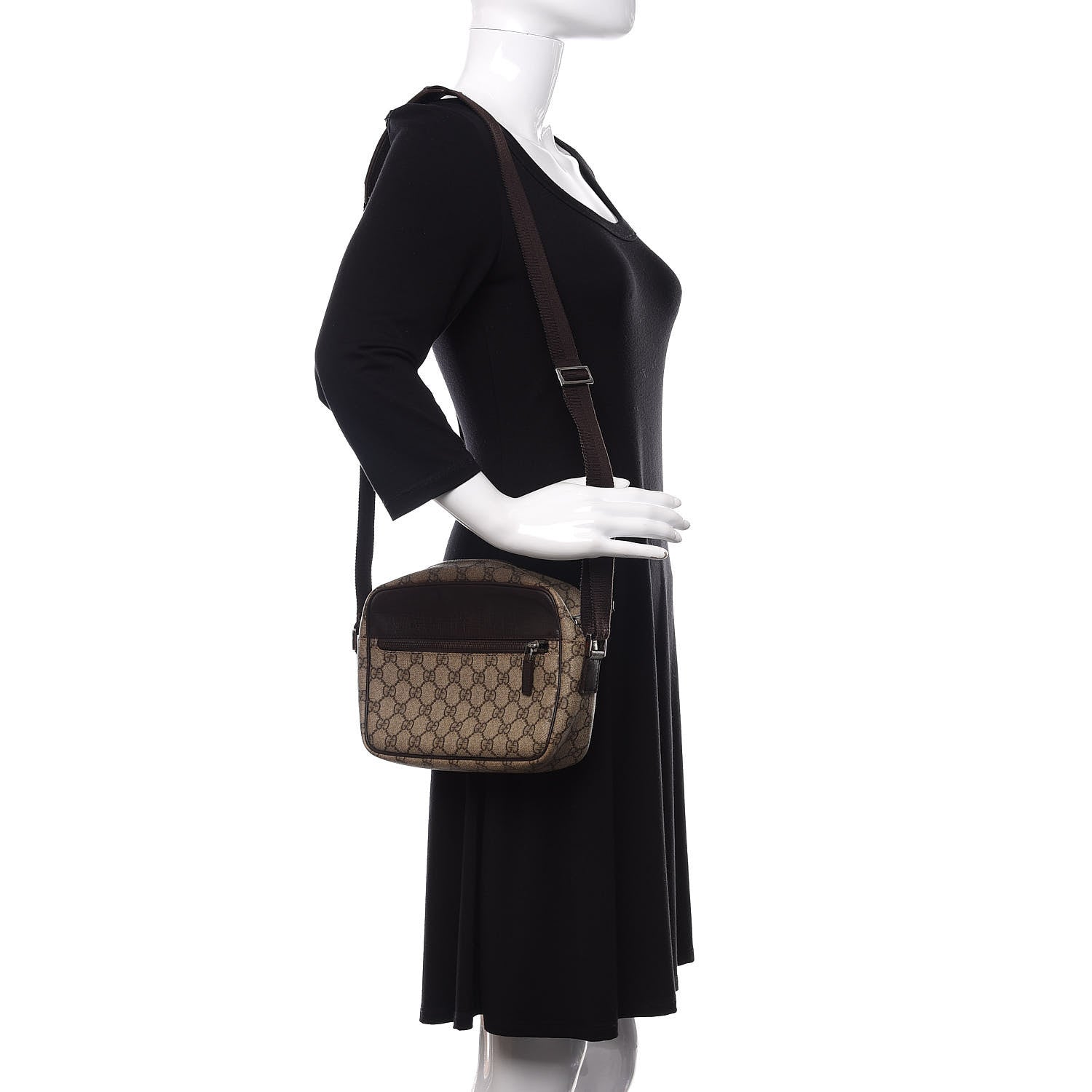 Gucci GG Plus Monogram Shoulder Bag Dark Brown 2 of 9