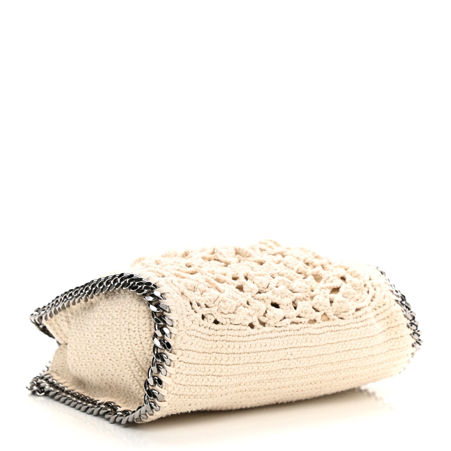 Cotton Crochet Falabella Ajouree Tote Bag White