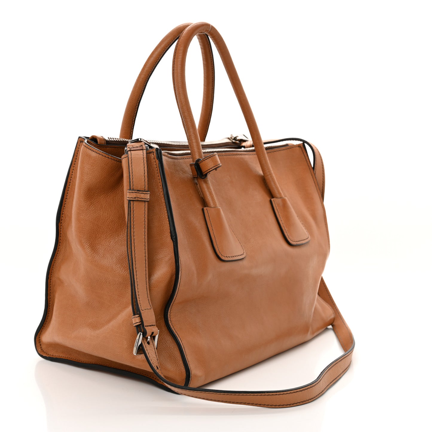 Glace Calf Twin Pocket Tote Cannella