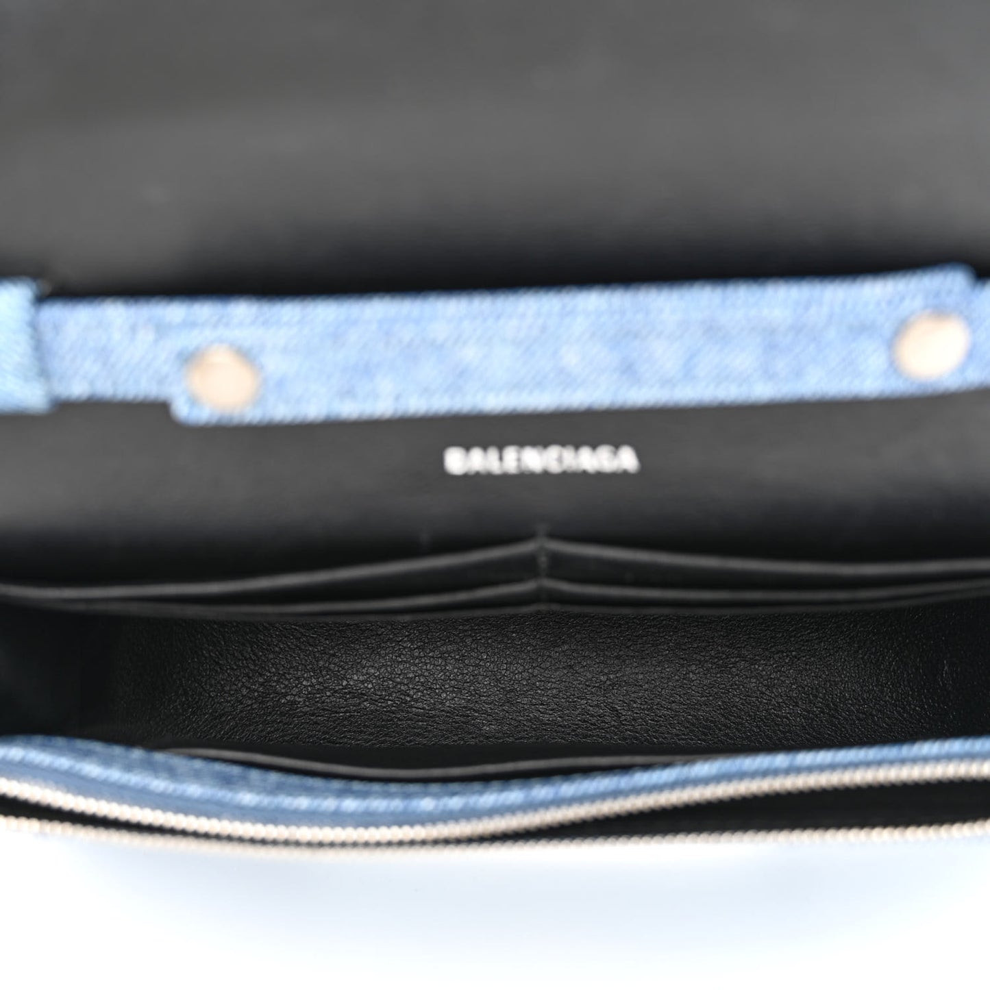 Nappa Denim Printed Hourglass Chain Bag Denim Blue