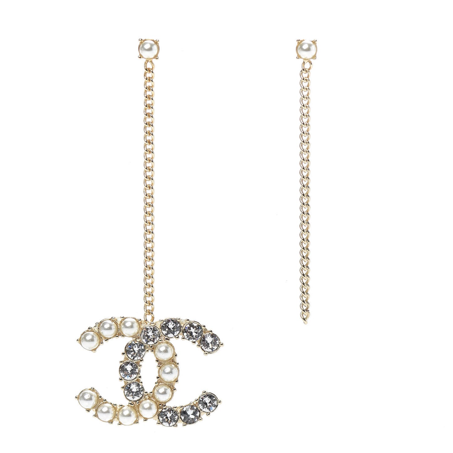 Crystal Pearl Dazzling Domino Drop Earrings Matte Gold