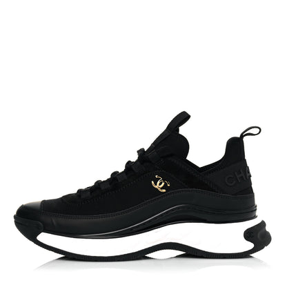 Chanel Velvet Calfskin Mixed Fibers CC Sneakers 38 Black 1 of 7