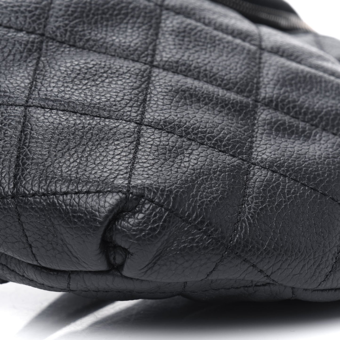 Grained Calfskin Quilted Waist Belt Bag Black
