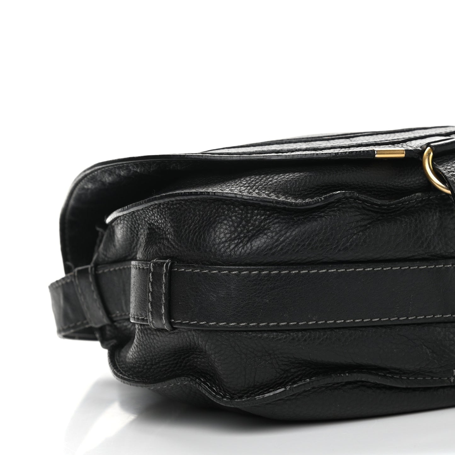 Calfskin Medium Marcie Round Crossbody Bag Black