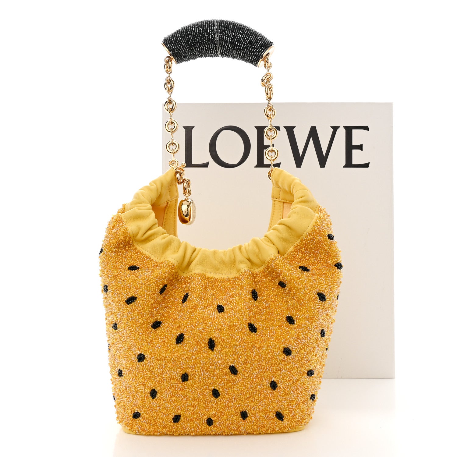 Loewe Buttery Nappa Beaded Lambskin Mini Squeeze Bag Yellow 10 of 10