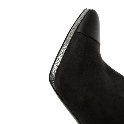 Chanel Suede Calfskin Satin Short Boots 39.5 Dark Grey 10 of 12