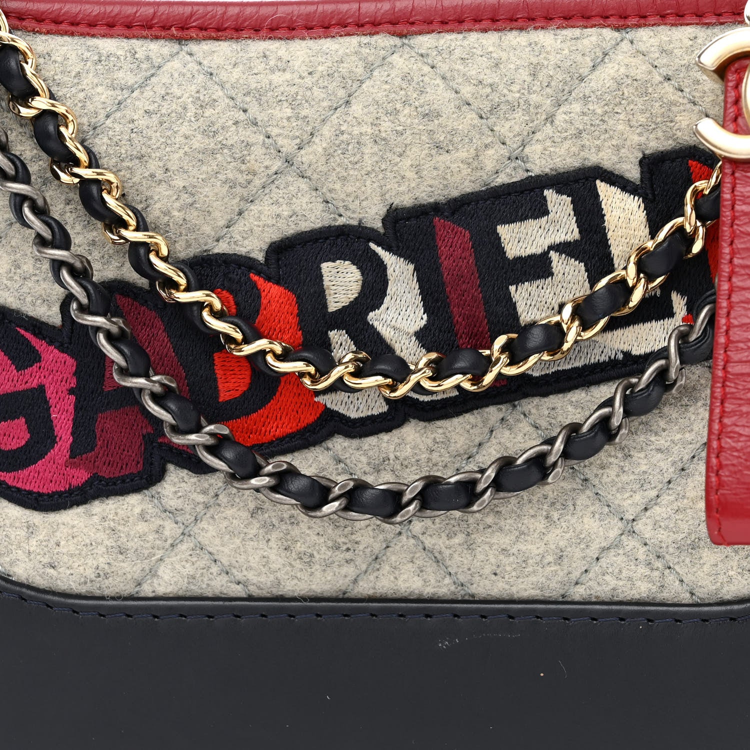 Chanel Wool Calfskin Quilted Small Gabrielle Hobo Navy 9 of 12