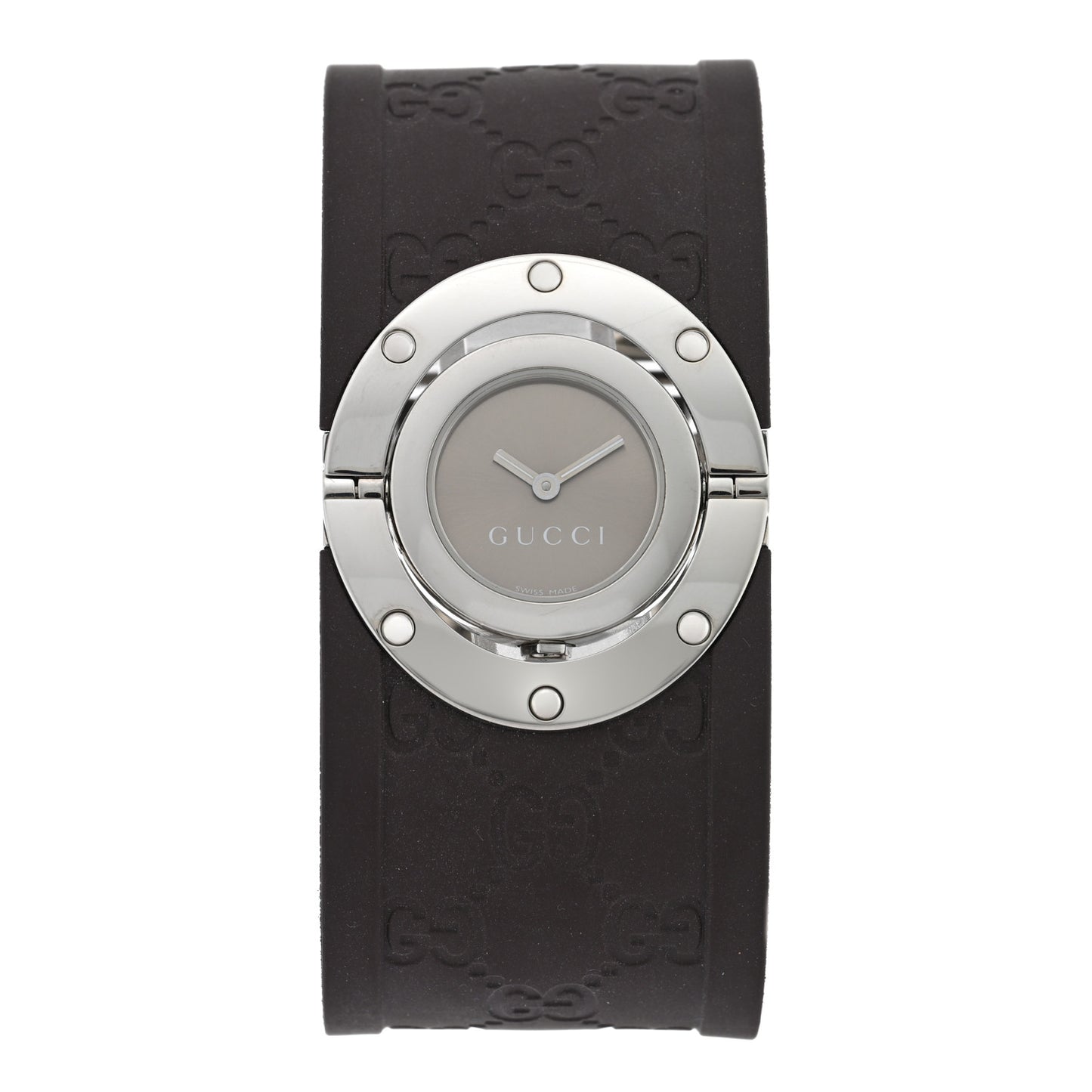 Stainless Steel Rubber 23mm Twirl Quartz Watch Brown