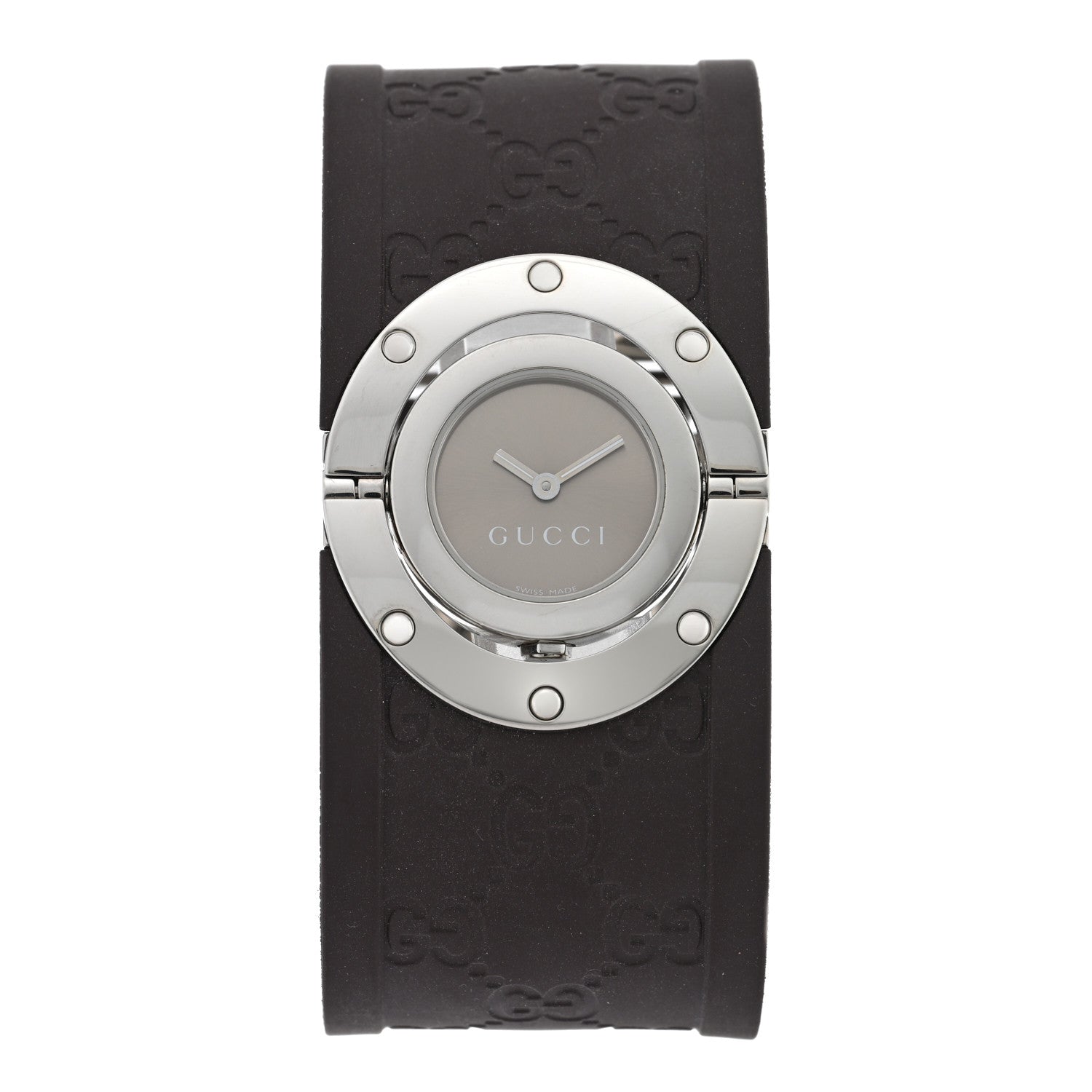 Gucci Stainless Steel Rubber 23mm Twirl Quartz Watch Brown 1 of 4