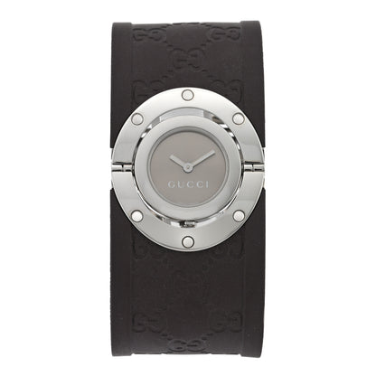Gucci Stainless Steel Rubber 23mm Twirl Quartz Watch Brown 1 of 4