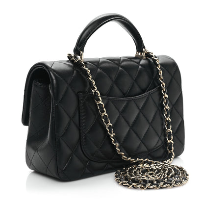 Chanel Lambskin Quilted Mini Top Handle Rectangular Flap Black 3 of 13