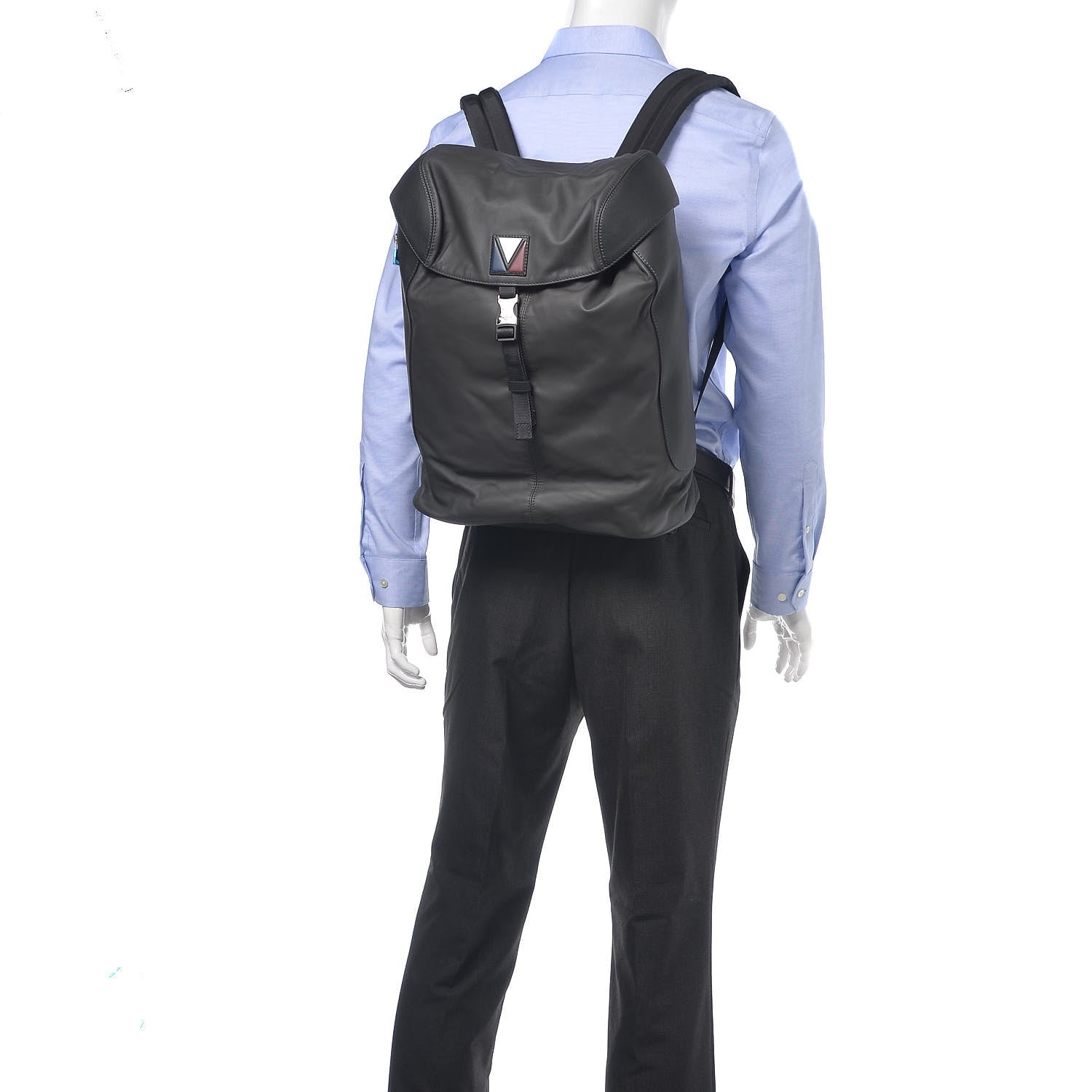Louis Vuitton Calfskin Nylon V Line Pulse Backpack Asphalt 2 of 9