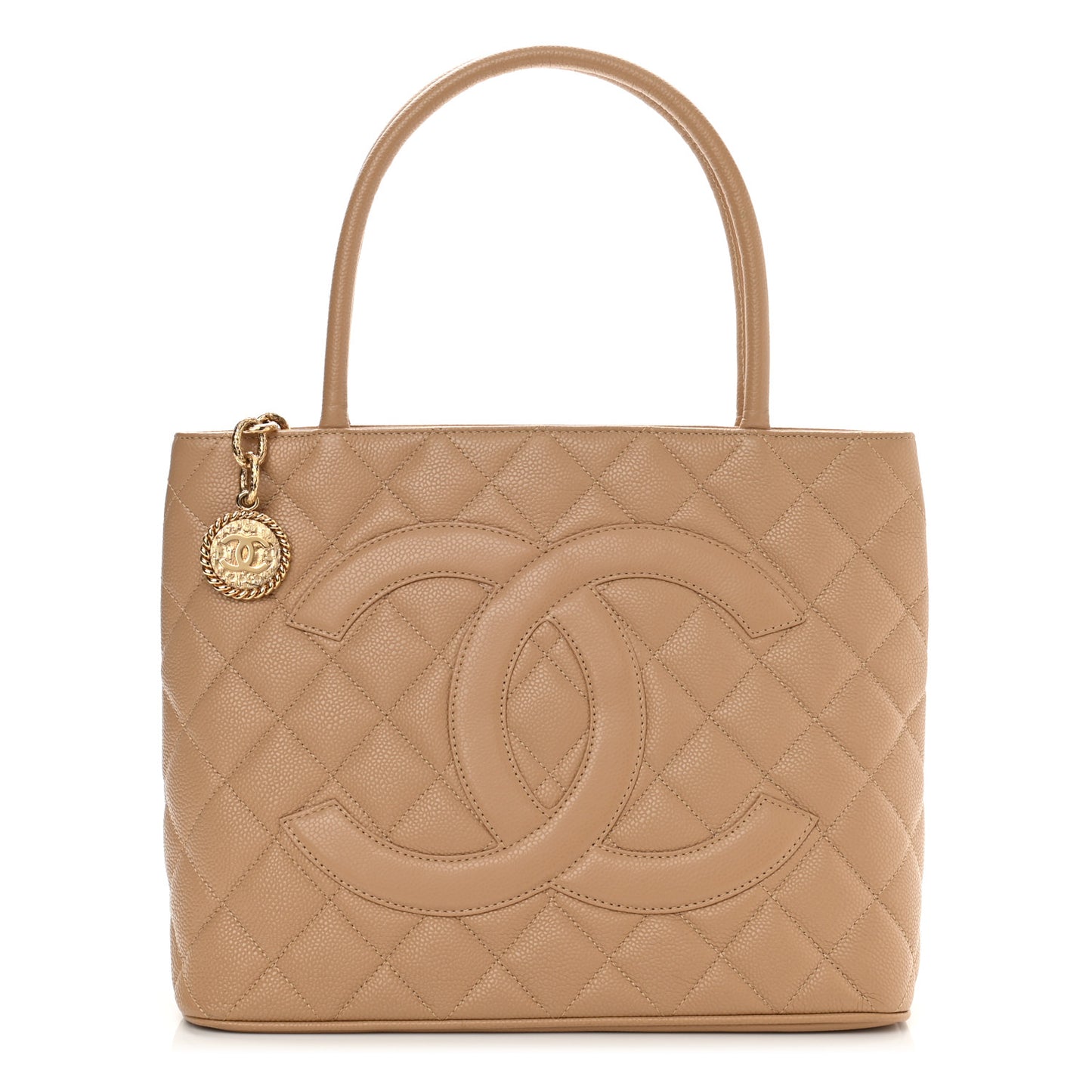 Caviar Quilted Medallion Tote Beige