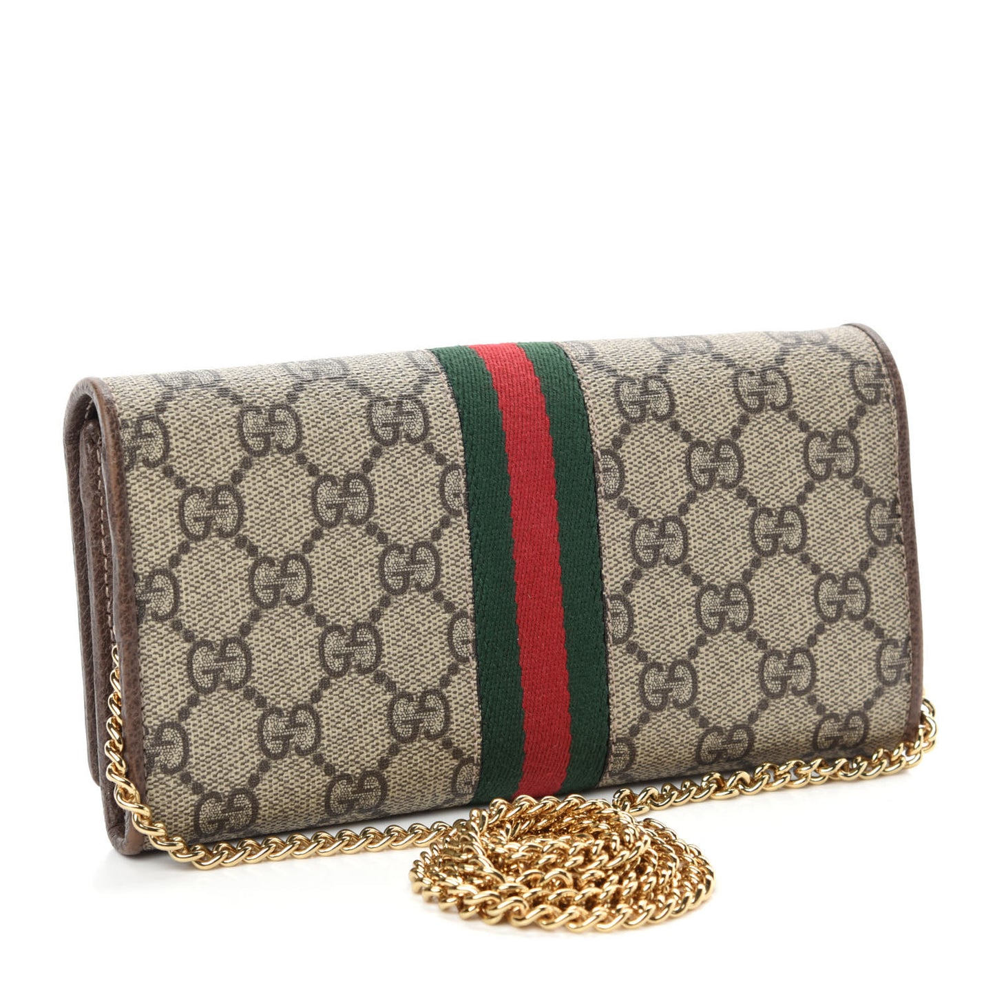 GG Supreme Monogram Web Ophidia Wallet On Chain Brown