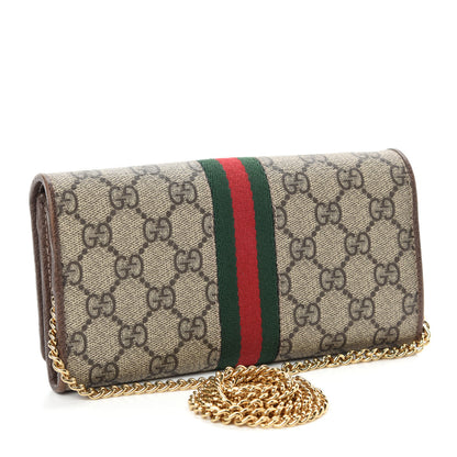 Gucci GG Supreme Monogram Web Ophidia Wallet On Chain Brown 3 of 12