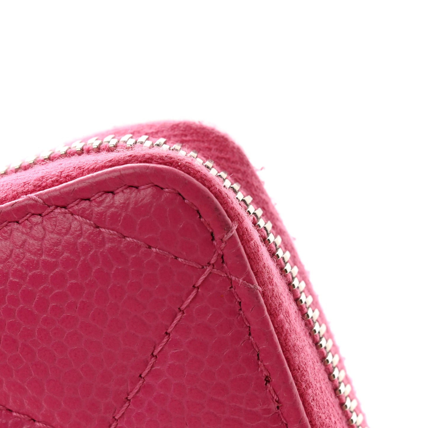 Caviar Quilted Small Zip Around Wallet Pink