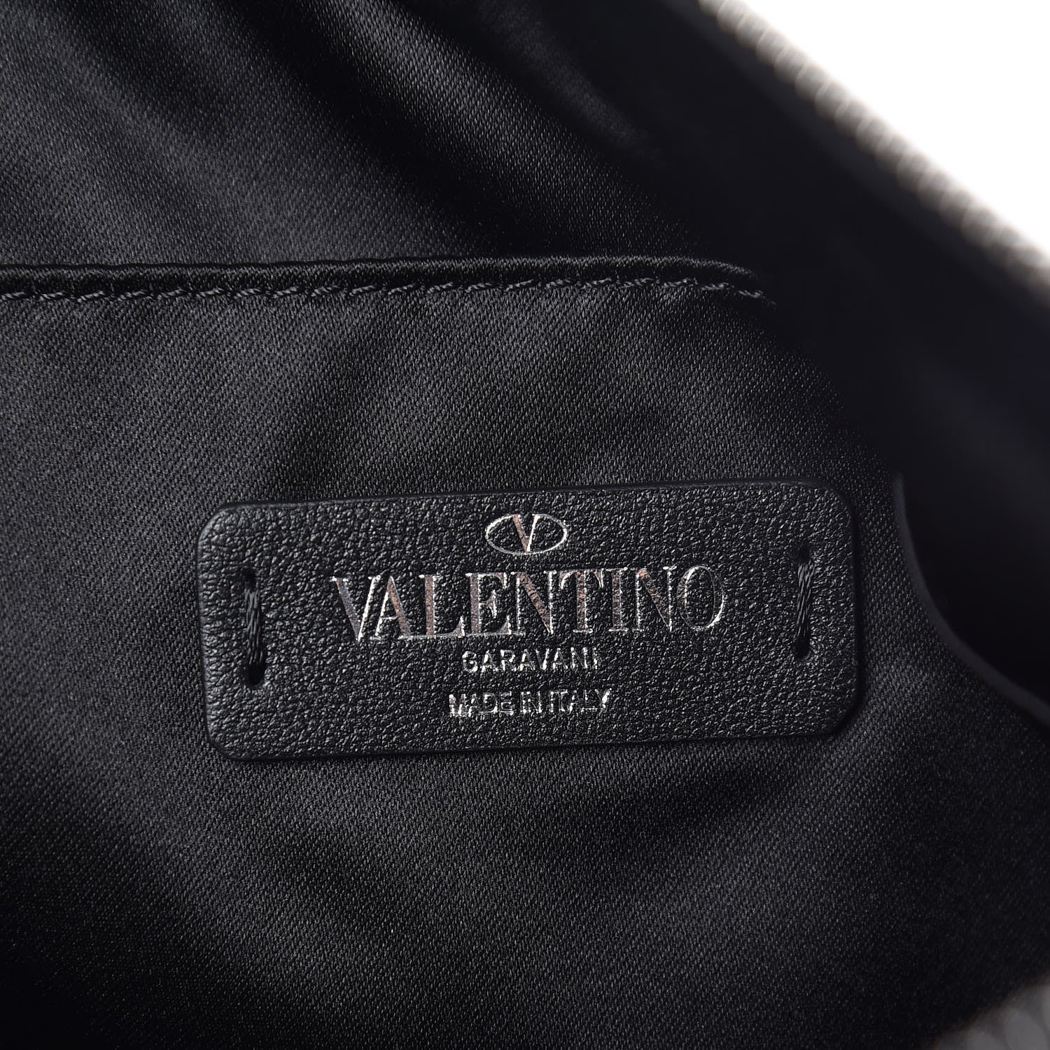 Valentino Garavani Calfskin VLTN Large Zip Wristlet Pouch Black White 6 of 6