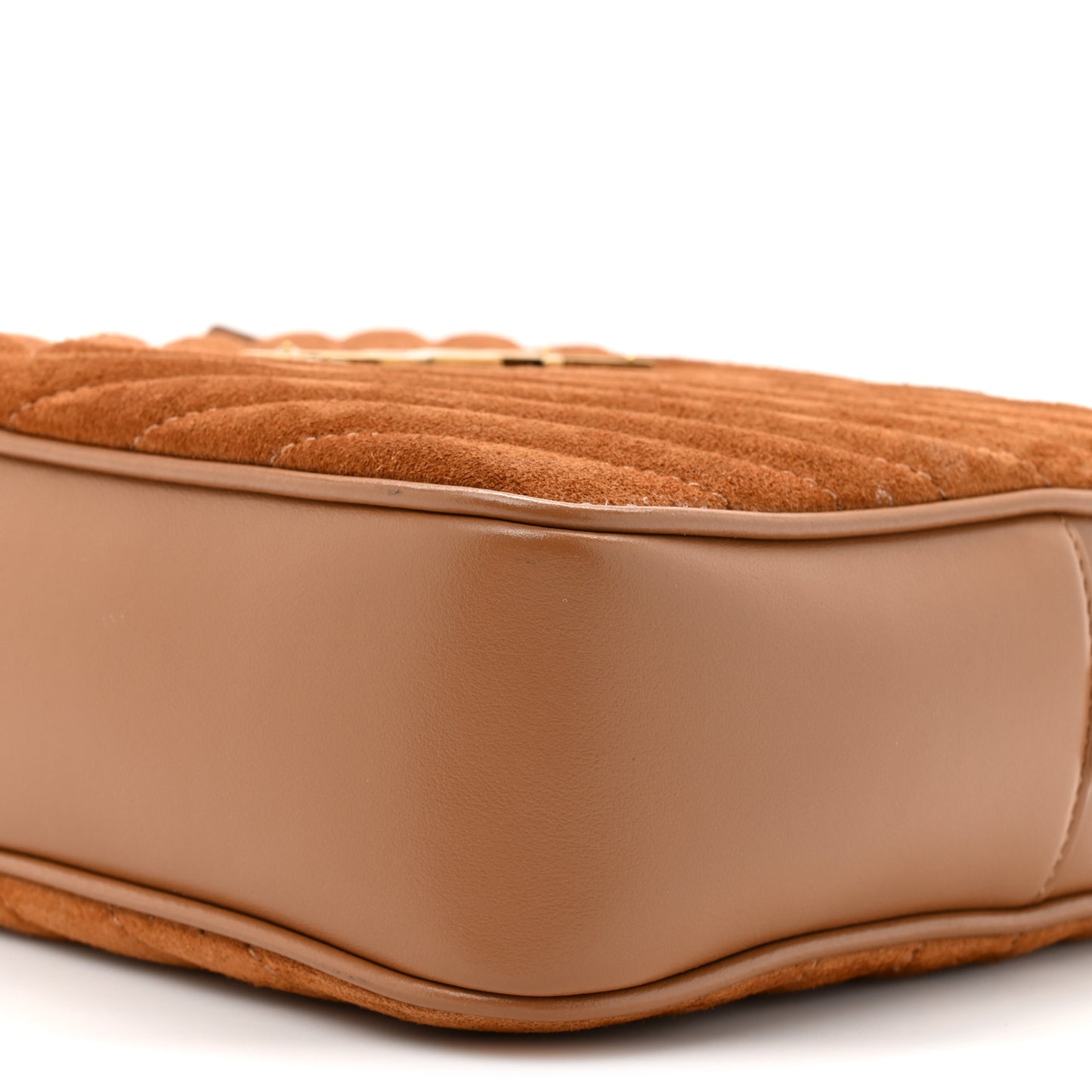 Suede Matelasse Monogram Lou Camera Bag Cinnamon
