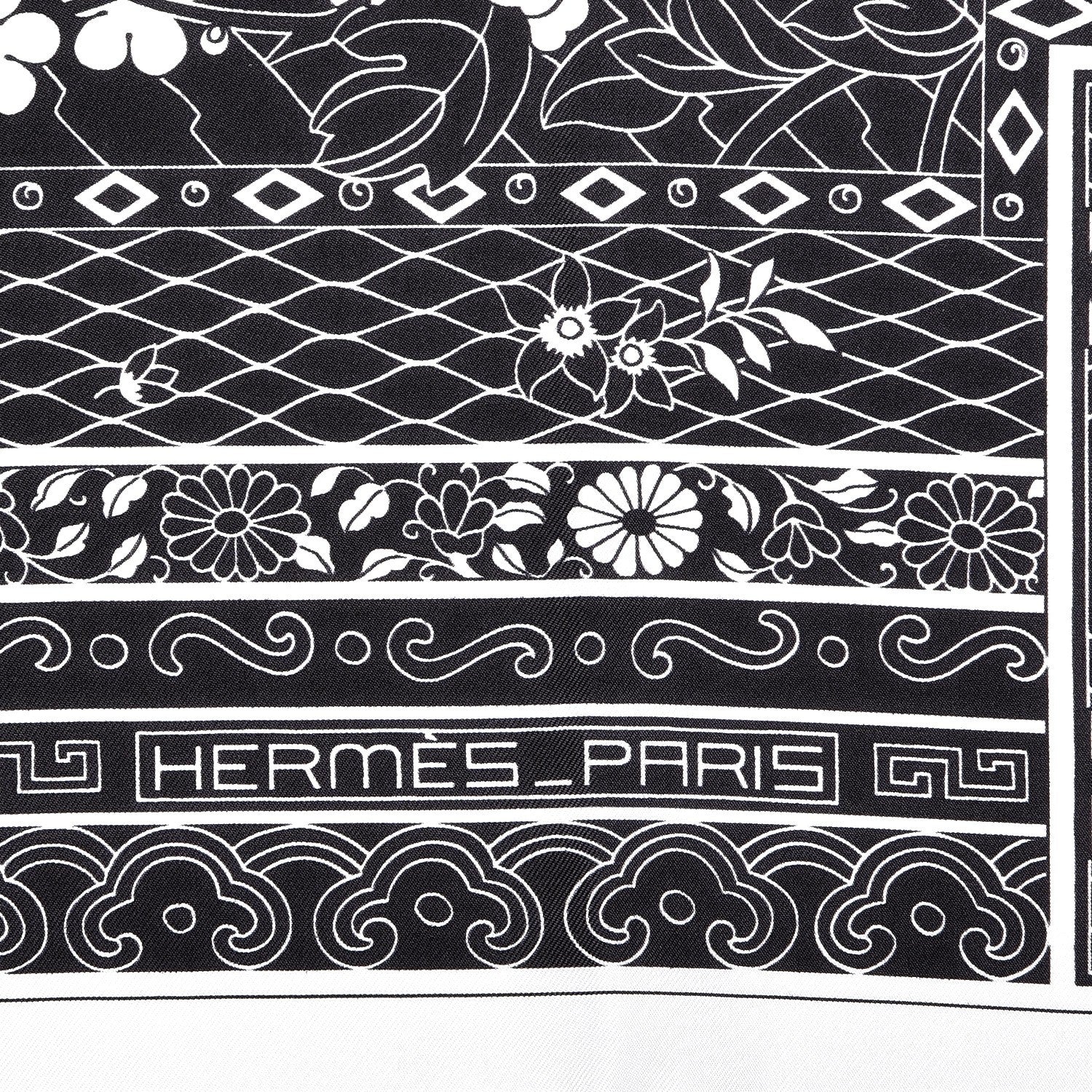 Hermes Silk Collections Imperiales Scarf 90 White Black 3 of 7