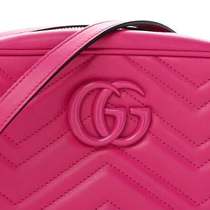 Gucci Calfskin Matelasse Monochrome Small GG Marmont Chain Shoulder Bag Classic Fuxia 8 of 13