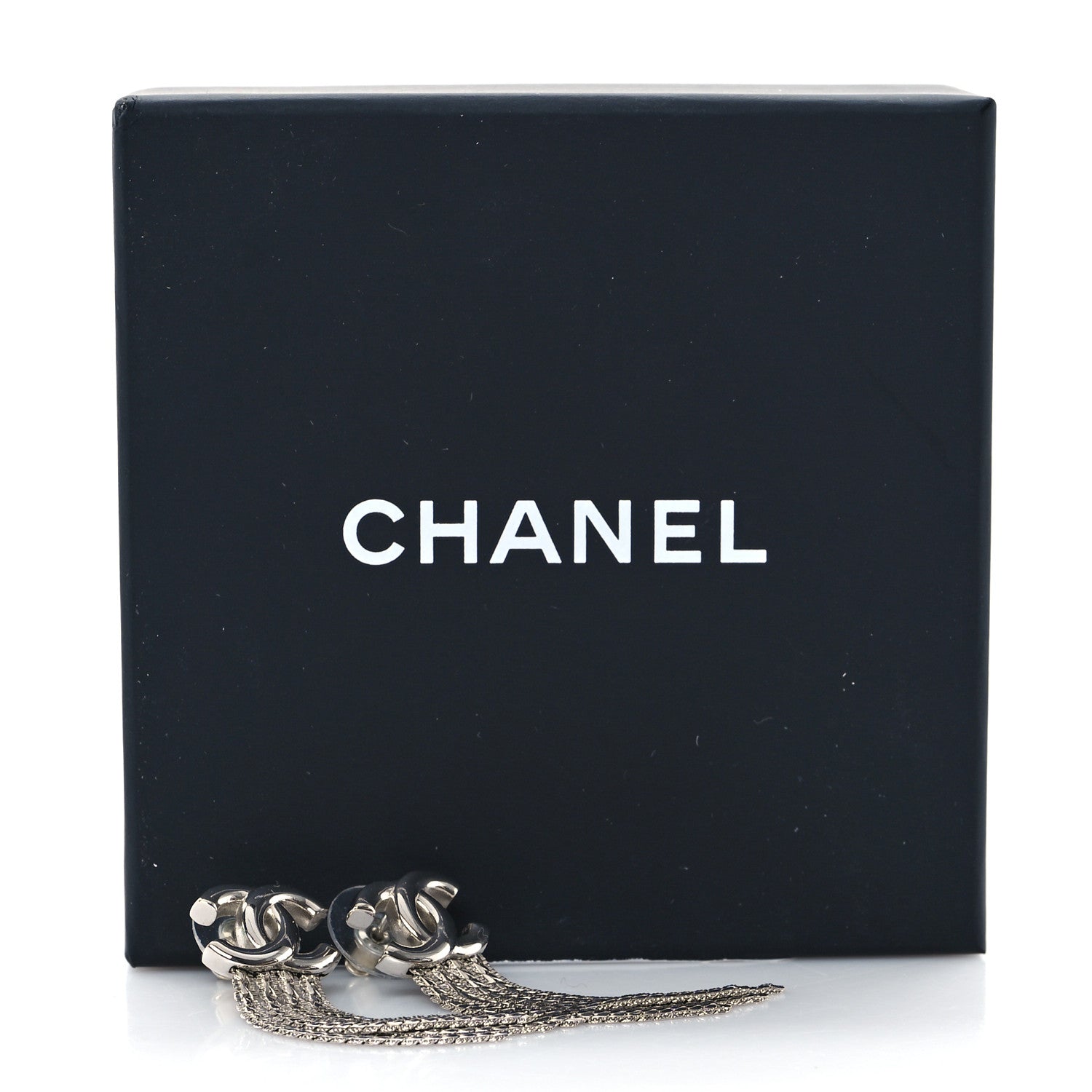 Chanel Metal Chain CC Drop Earrings Silver 4 of 4