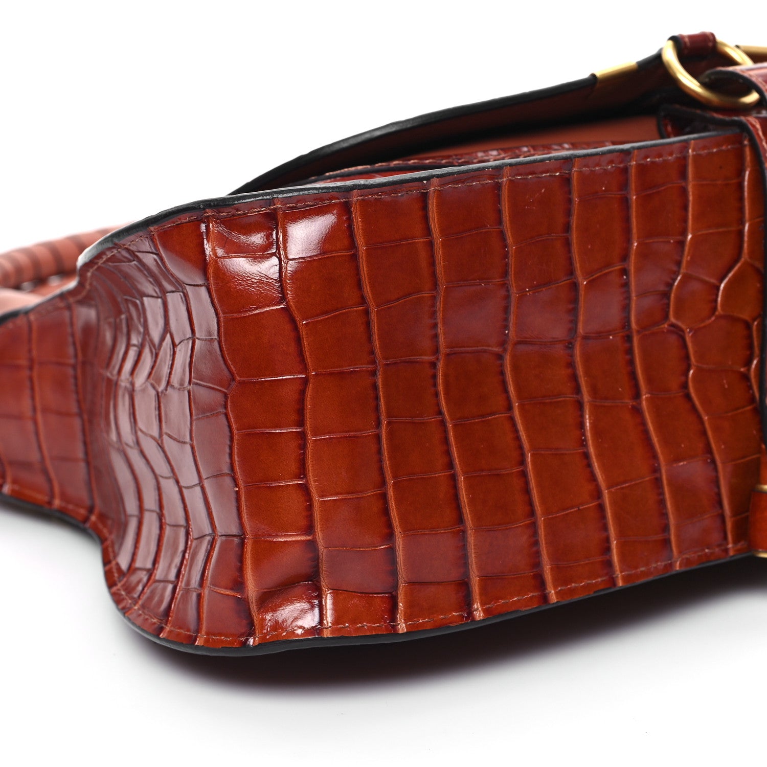 Chloe Calfskin Crocodile Embossed Medium Marcie Satchel Mahogany 8 of 12